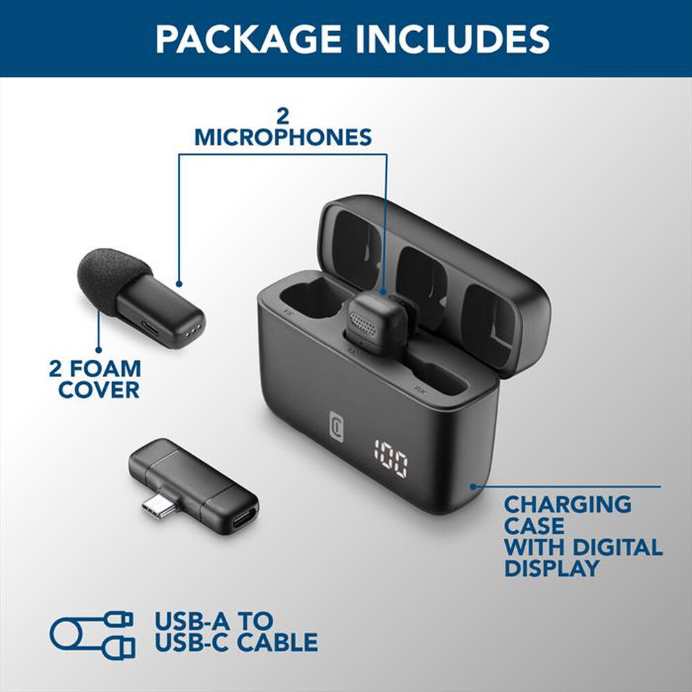 Immagine del prodotto CELLULARLINE - Talk Pro Kit di due microfoni e un ricevitore-Nero