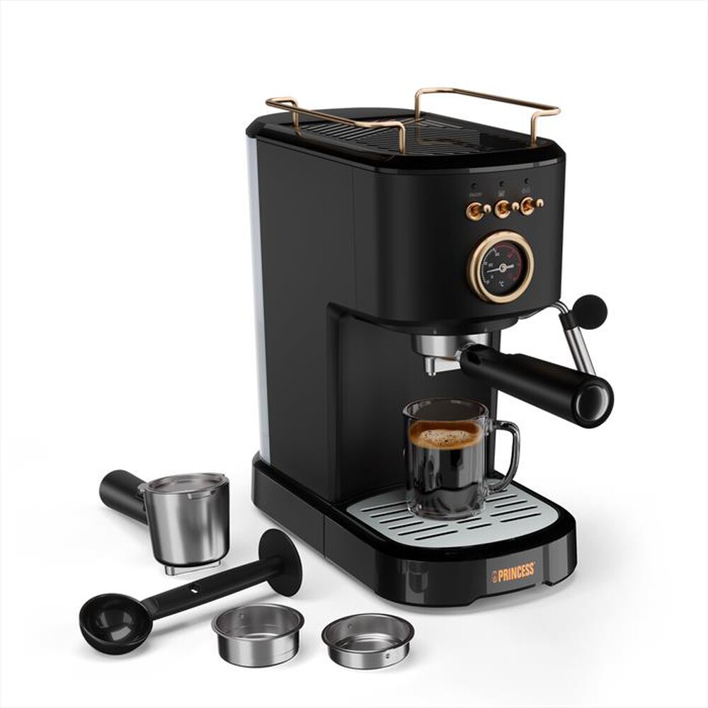 "PRINCESS - MACCHINA CAFFE' ESPRESSO 3 IN 1-Nero / Acciaio-Plastica"