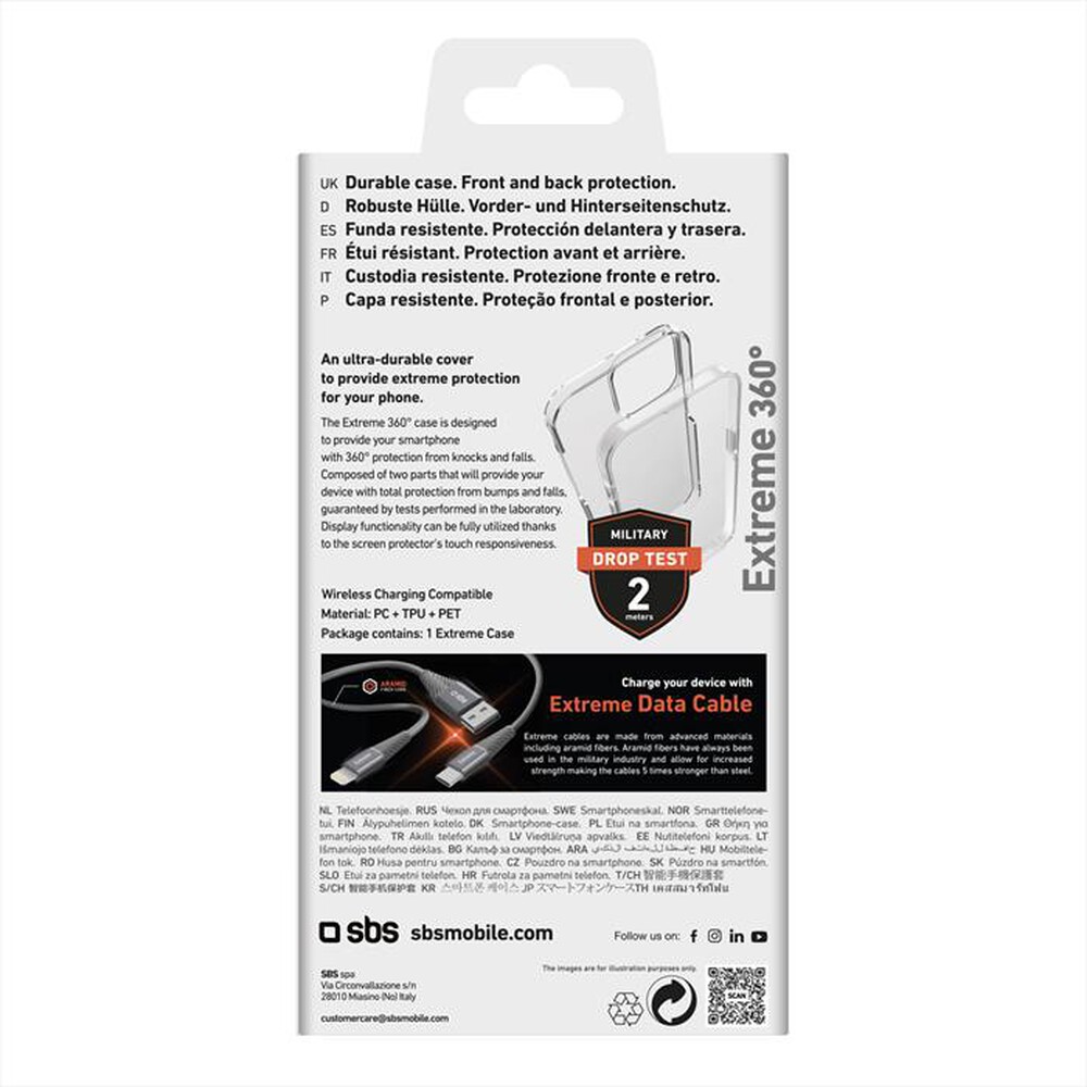 "SBS - Cover 360 TECOV360IP1561P per iPhone 15 Pro-Trasparente"