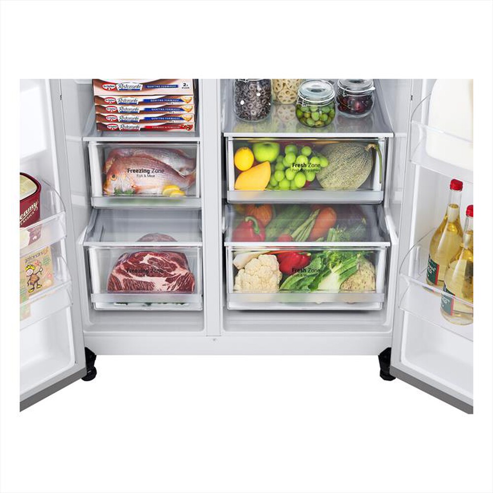 "LG - Frigorifero side by side GSLV70PZTD Classe D 635L-Metallico, Argento"