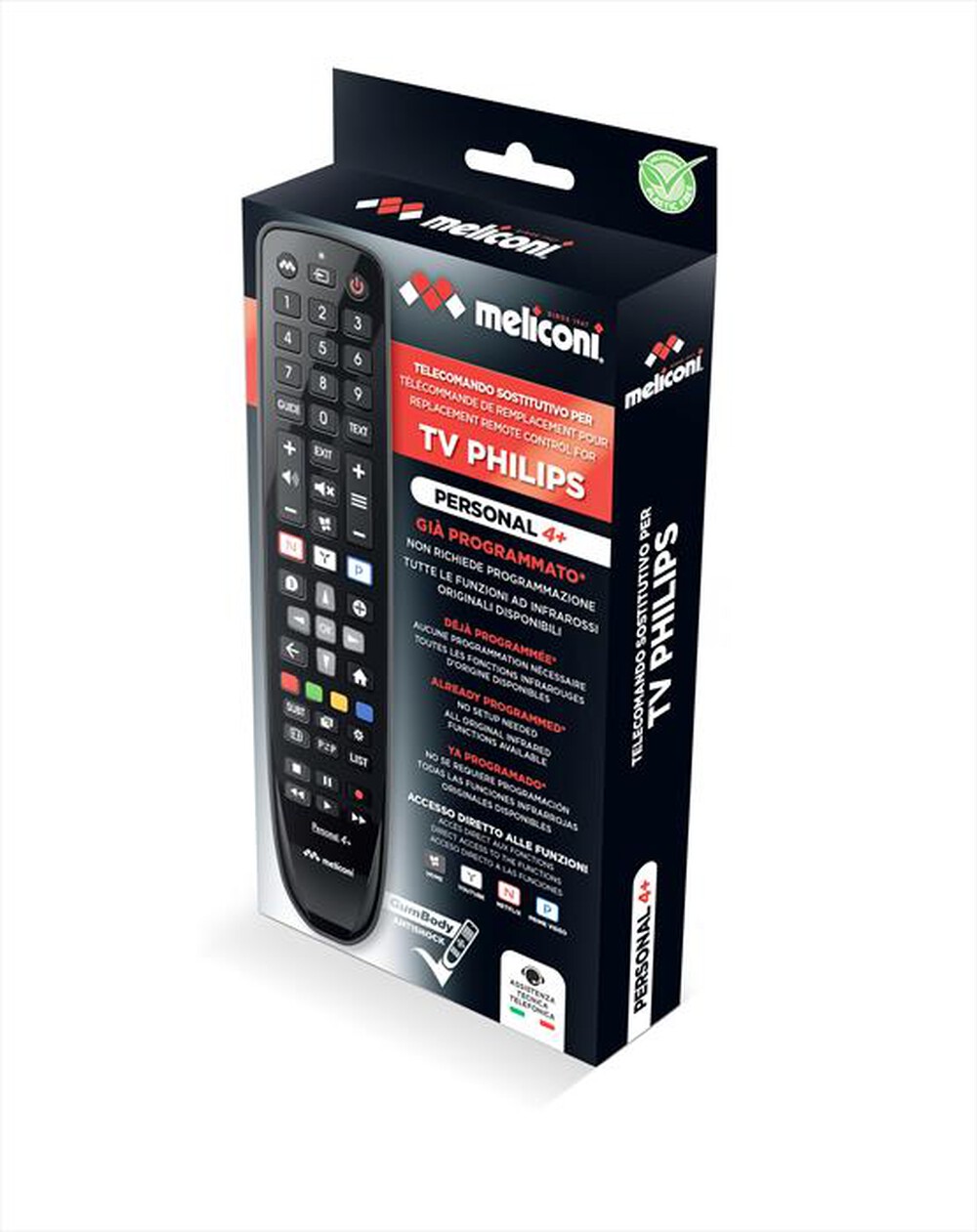 "MELICONI - Telecomando GUMBODY PERSONAL 4+ PHILI-Nero lucido / nero opaco / cor"