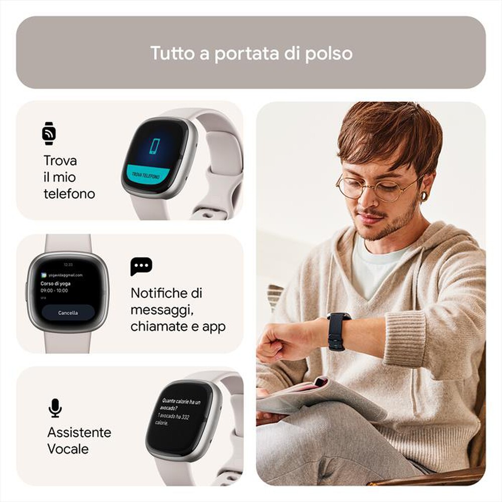 "FITBIT - SENSE 2 - FB521SRWT-BIANCO LUNARE/ALL GRIG"