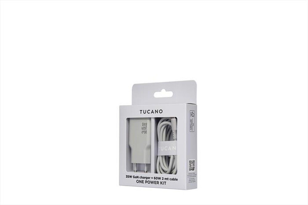 Immagine del prodotto TUCANO - Power Kit ONE: Caricatore GaN 35W + Cavo USB-C 60W-GRIGIO