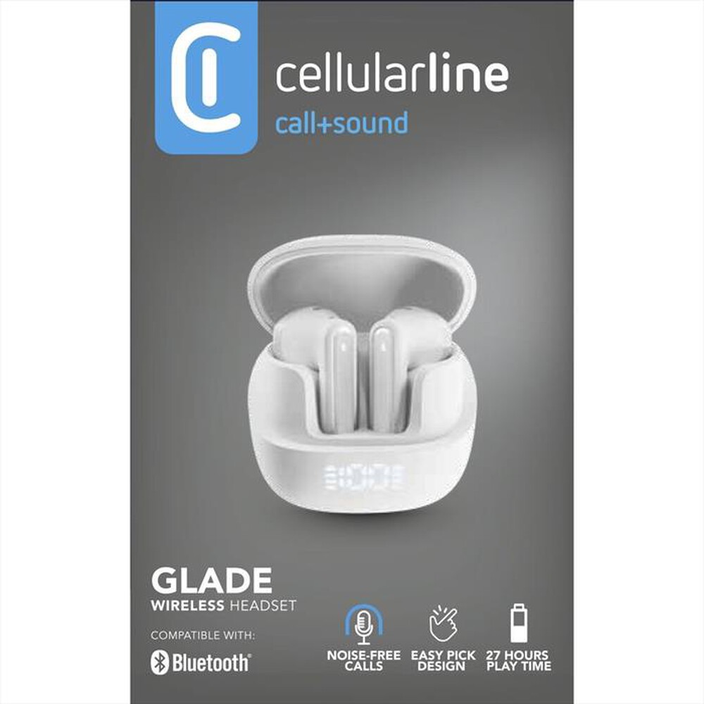 Immagine del prodotto CELLULARLINE - GLADE AURICOLARI TRUE WIRELESS CON DISPLAY-Bianco