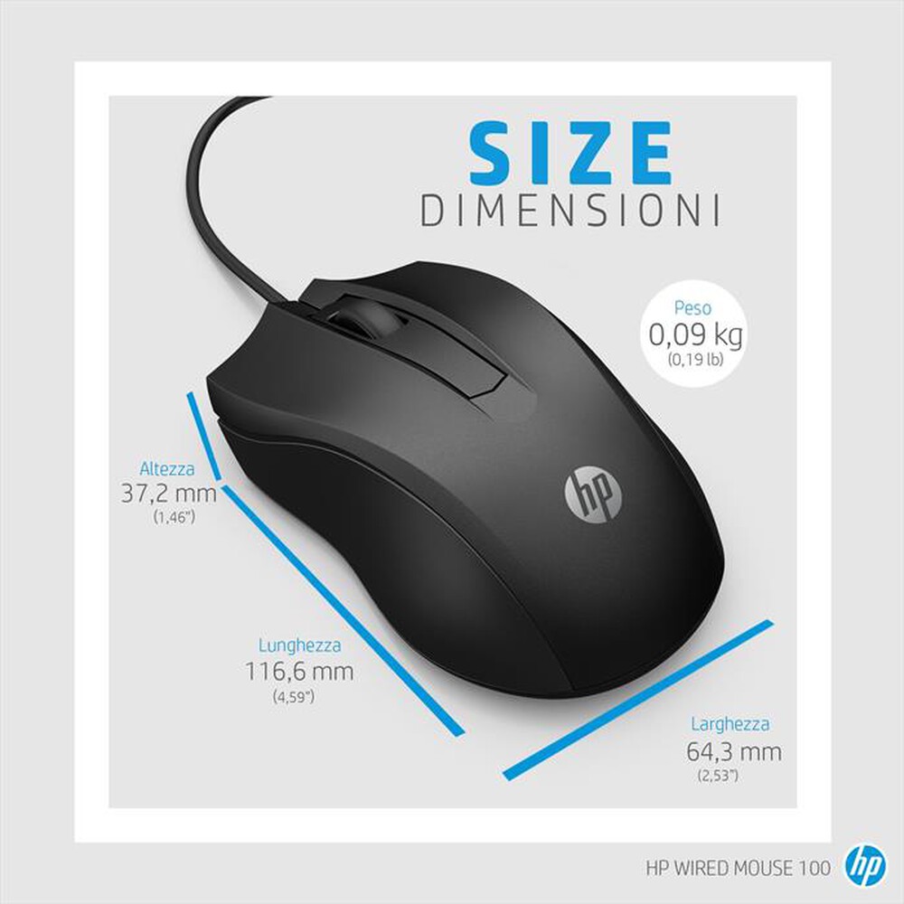 Immagine del prodotto HP - WIRED MOUSE 100-Nero