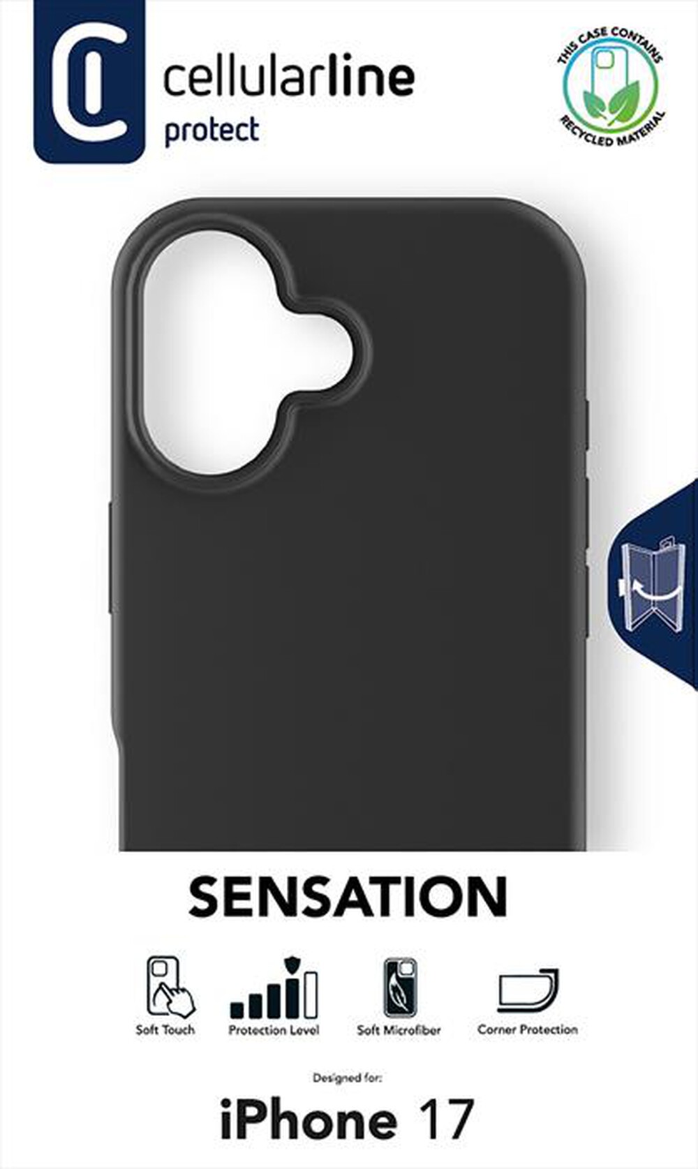 Immagine del prodotto CELLULARLINE - Custodia SENSATION per IPHONE 17-Nero