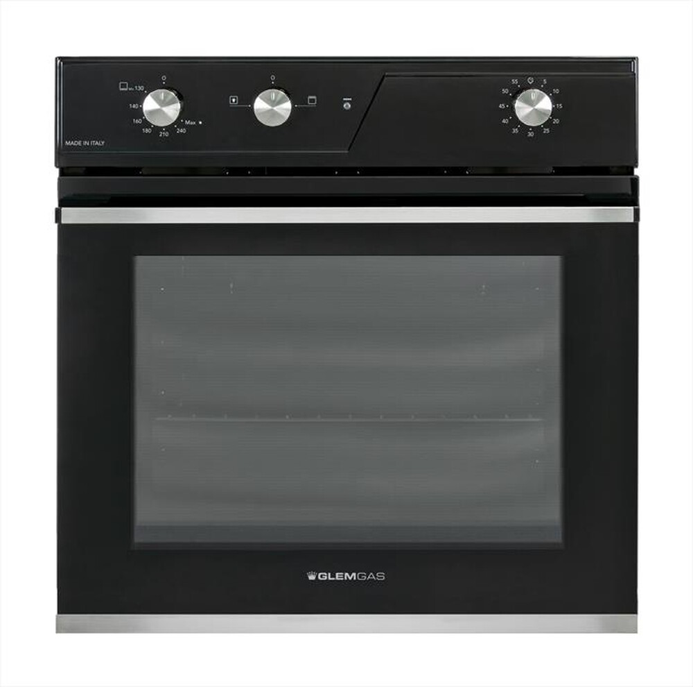 "GLEM GAS - Forno da incasso elettrico e gas GFRF21BK Classe A-Nero Lucido"