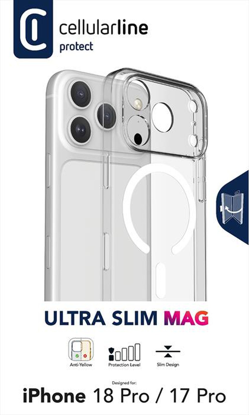 Immagine del prodotto CELLULARLINE - Cover ULTRA SLIM MAG per iPhone 17 Pro/18 Pro-Trasparente