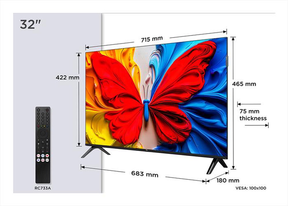 Immagine del prodotto TCL - Smart TV Q-LED FHD 32" 32S59K-Metallico