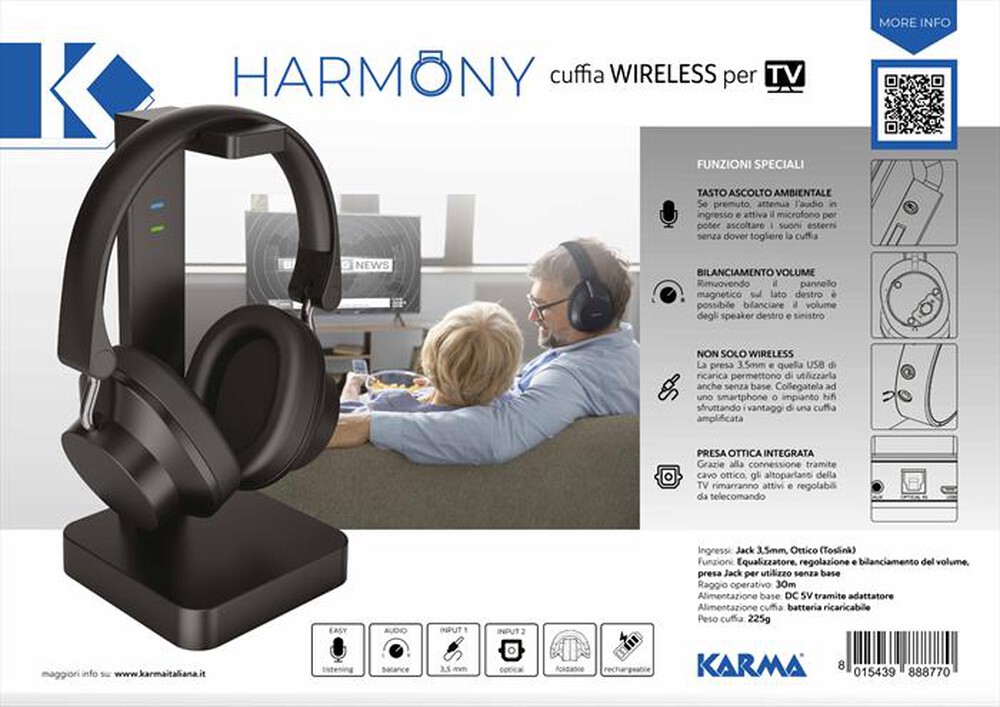 "KARMA - Cuffie a padiglione aperto HARMONY-Nero"