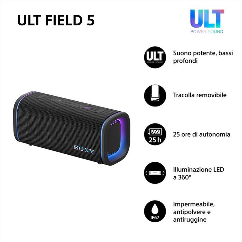 Immagine del prodotto SONY - Speaker portatile Wireless Bluetooth SRSULT50B.CE7-Nero
