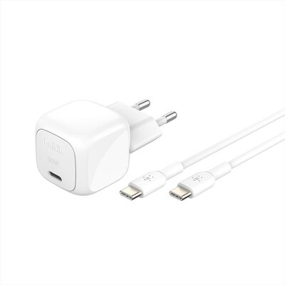 BELKIN - Caricabatteria USB-C 30W + Cavo da USB-C-Bianco