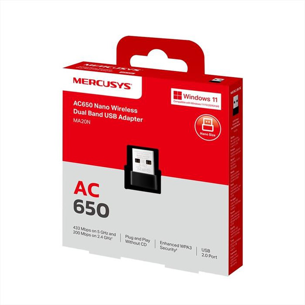 Immagine del prodotto MERCUSYS - AC650 NANO WI-FI USB ADAPTER-nero