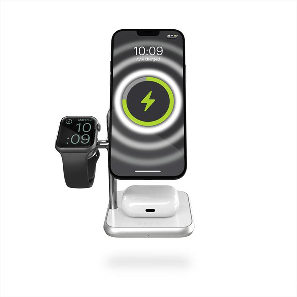 "ZENS - 4-IN-1 MAGSAFE + WATCH WIRELESS CHARGING STATION-White - Bianco"