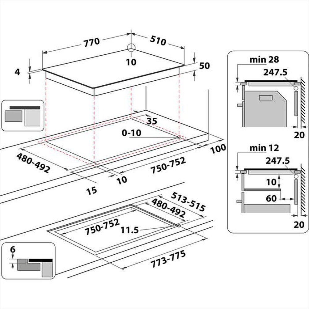 Immagine del prodotto WHIRLPOOL - Piano induzione WF S5077 NE/IXL HOB WP 77 cm-Nero