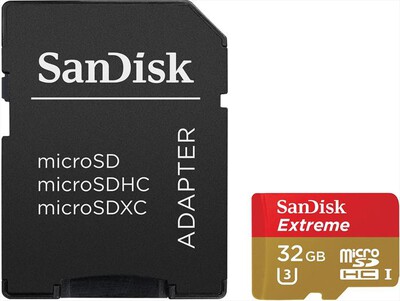 SANDISK - Extreme microSDHC U3/Class 10 32GB + Adattatore SD - 