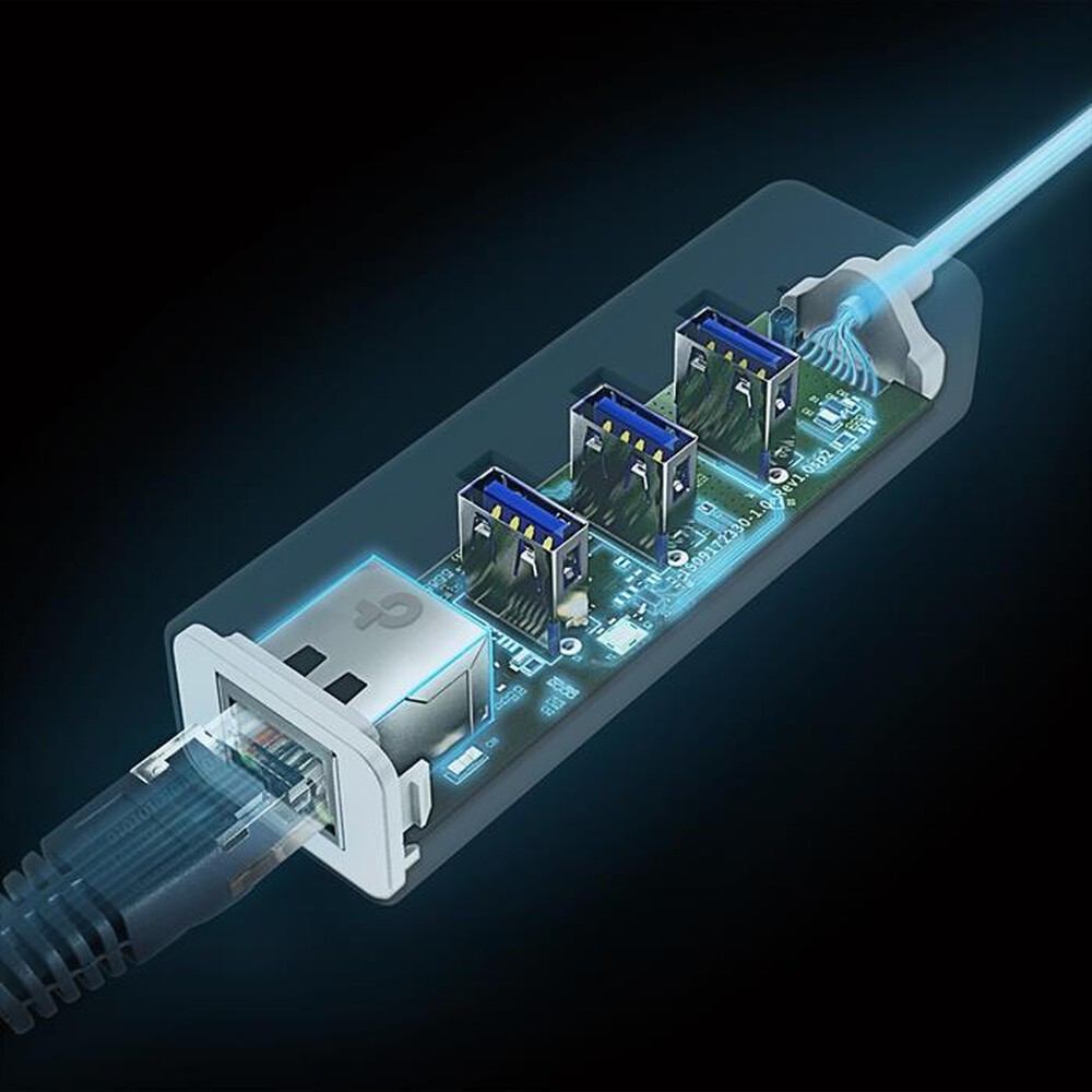 "TP-LINK - NETWORK ADAPTER WITH 3-PORT USB 3.0 TYPE-A HUB-."