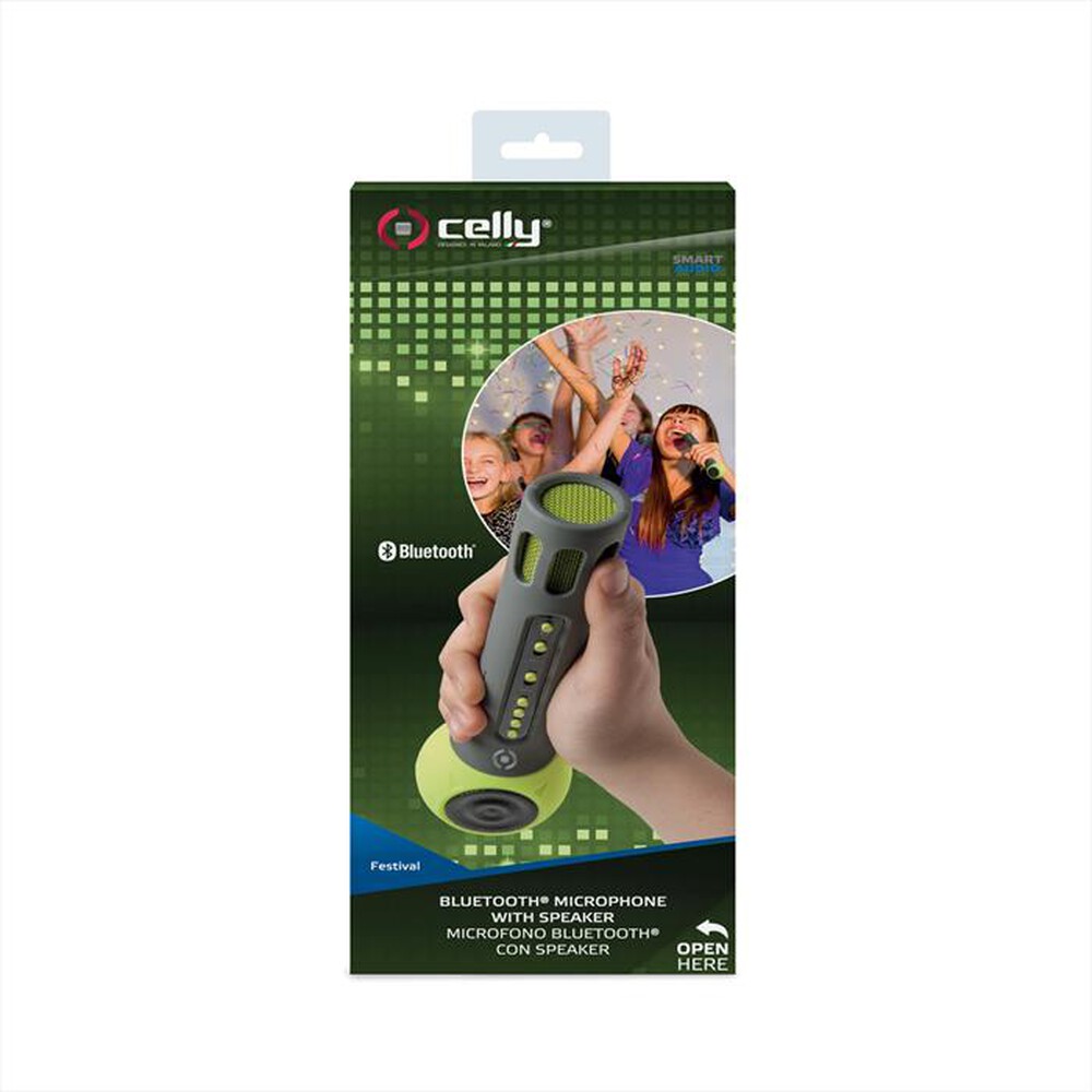"CELLY - MICROFONO SENZA FILI CON SPEAKER INTEGRATO-Verde/Silicone"