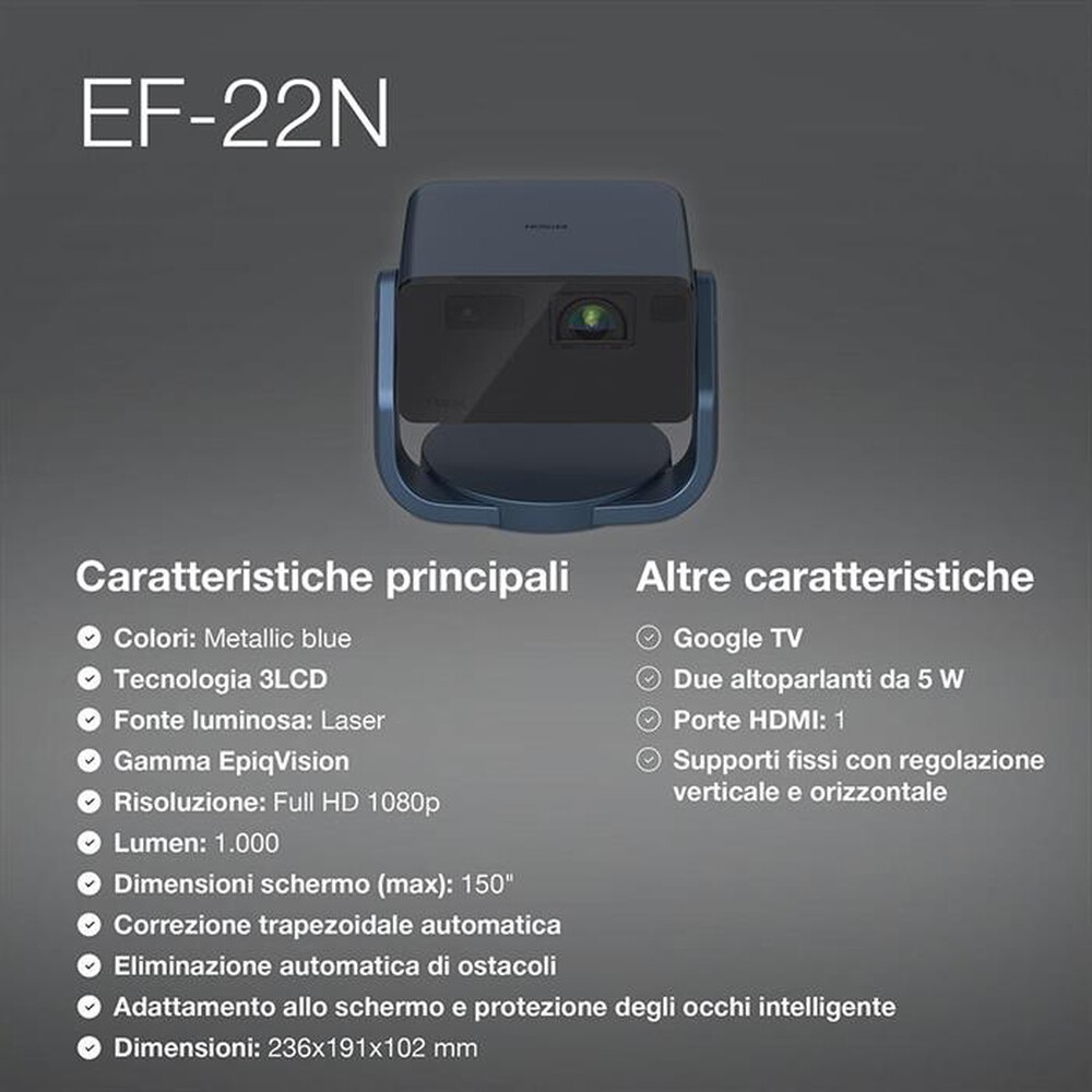 "EPSON - Videoproiettore V11HB38440-Blu"