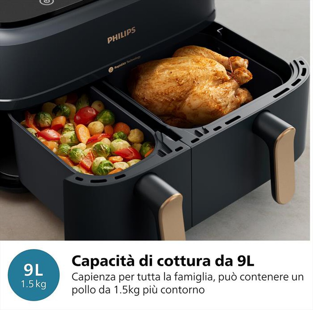 "PHILIPS - Friggitrice AIRFRYER SERIE 3000 DA 9L NA352/00-Nero/Oro"
