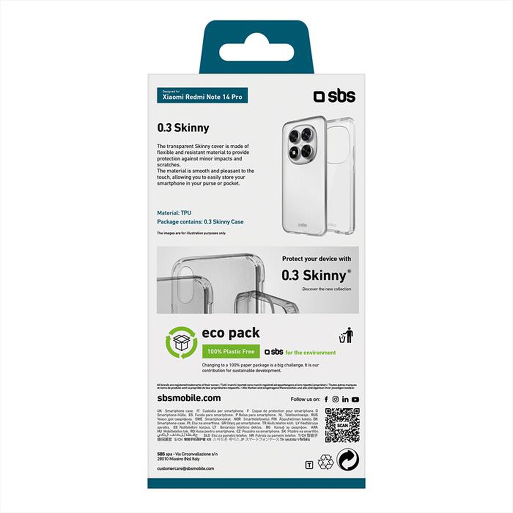 Immagine del prodotto SBS - Cover in TPU per Xiaomi Redmi Note 14 Pro-Trasparente