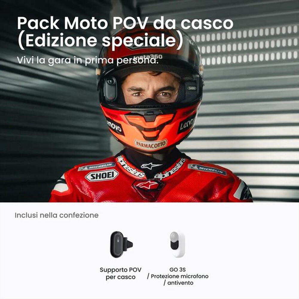 Immagine del prodotto INSTA360 - Action cam GO3S MOTORCYCLE IN-HELMET POV BUNDLE-Nero