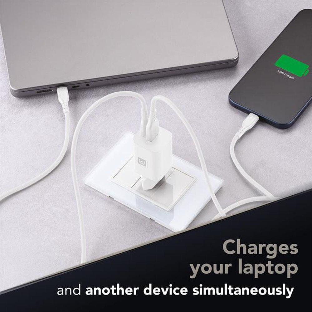 Immagine del prodotto CELLULARLINE - Kit caricabatterie GaN 65W Dual Port USB A + USB C-Bianco
