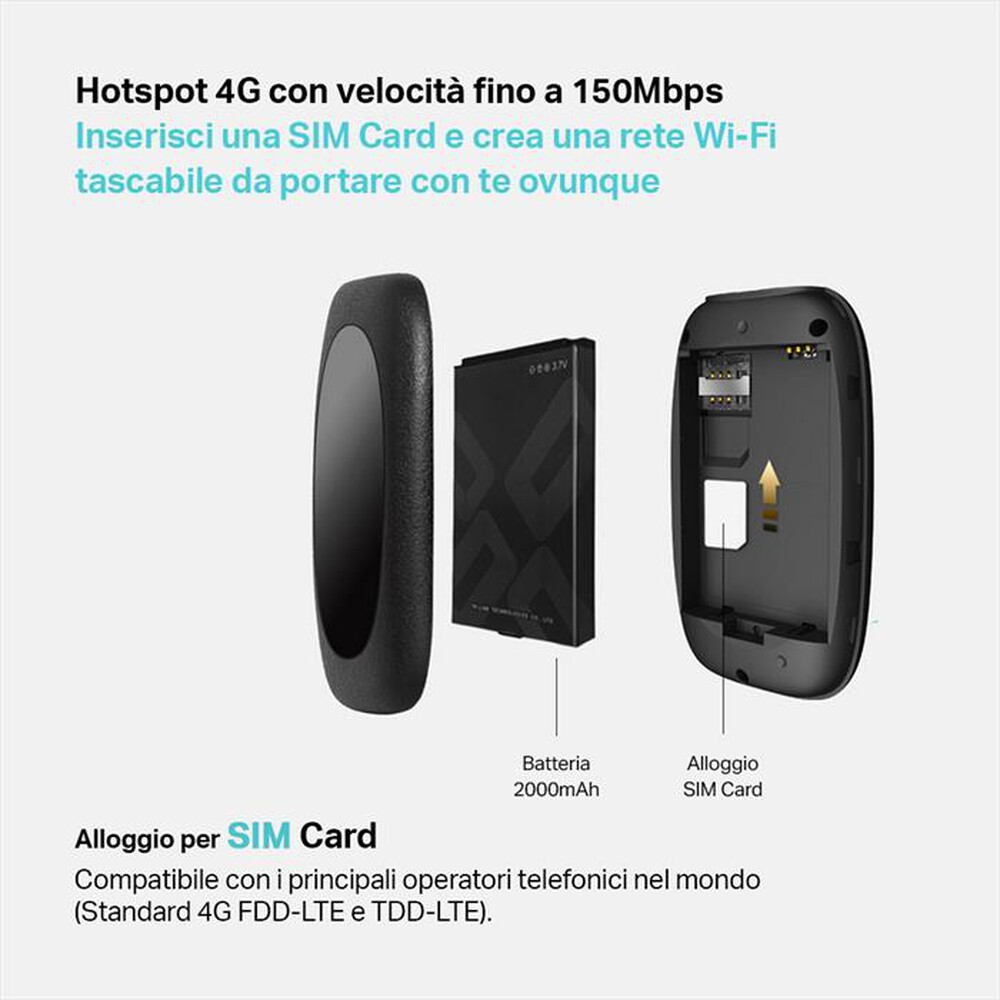 Immagine del prodotto TP-LINK - M7010 HOTSPOT 4G FINO A 150MBPS - WI-FI N300