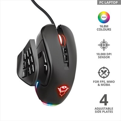 TRUST - GXT970 MORFIX CUSTOMISABLE MOUSE-Black