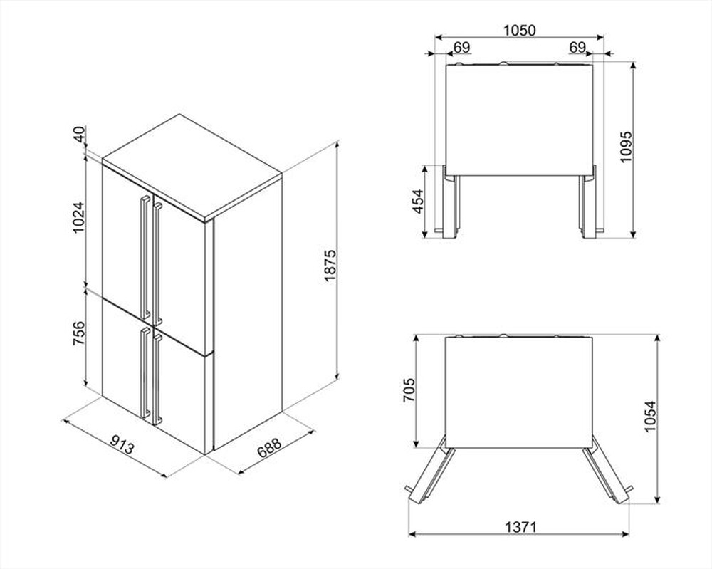 Immagine del prodotto SMEG - Frigorifero 3 e più porte FQ960PB5 Classe F 594lt-Azzurro