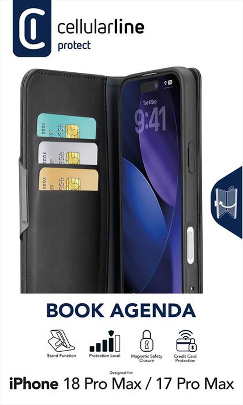 Immagine del prodotto CELLULARLINE - Cover BOOK AGENDA per iPhone 18 Pro Max-Nero