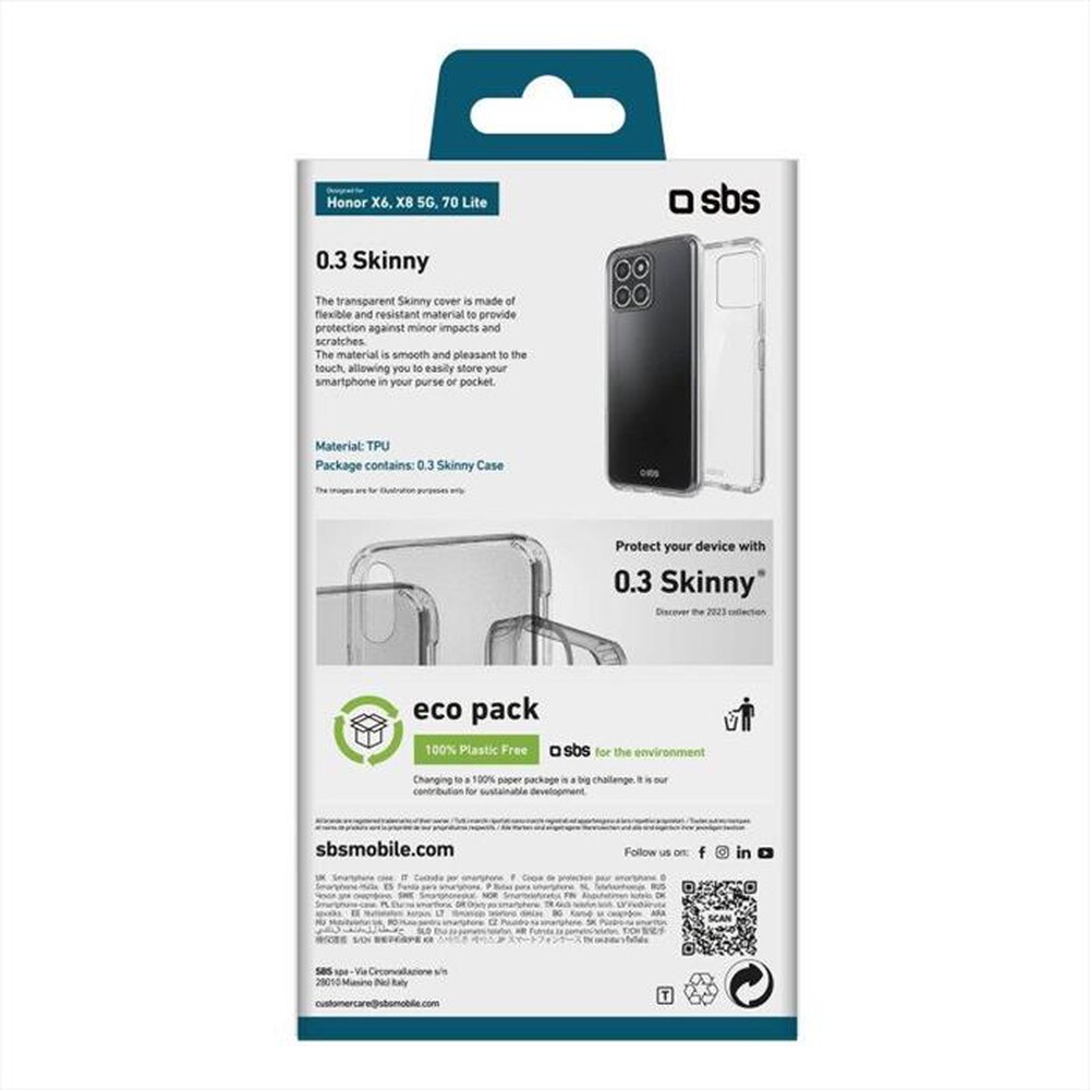 "SBS - Cover Skinny TESKINHOX8BT per Honor X8b-Trasparente"