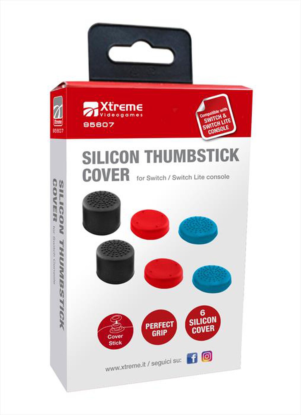 "XTREME - SILICON THUMBSTICK COVER-NERO/BLU/ROSSO"