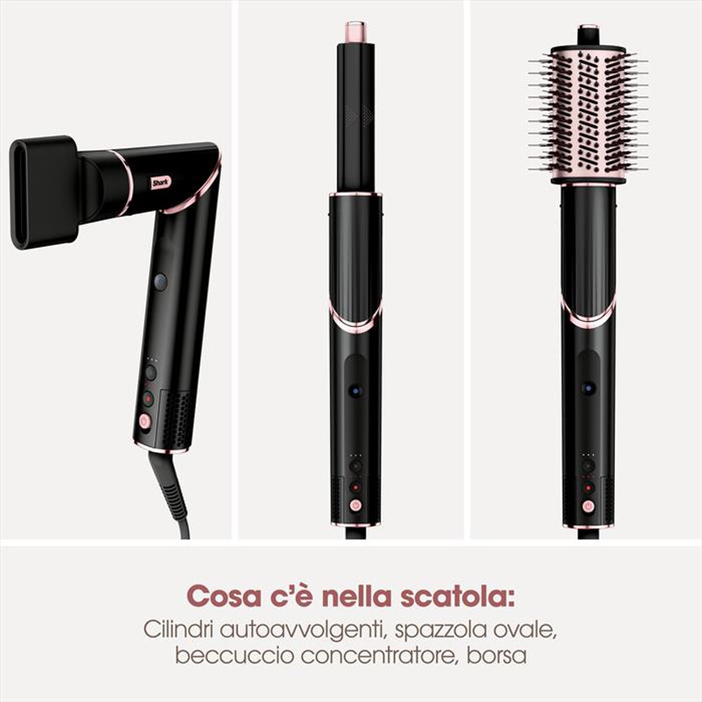 "SHARK - Styler e asciugacapelli FLEXSTYLE 3 in 1 HD424EU-nero/oro rosa"
