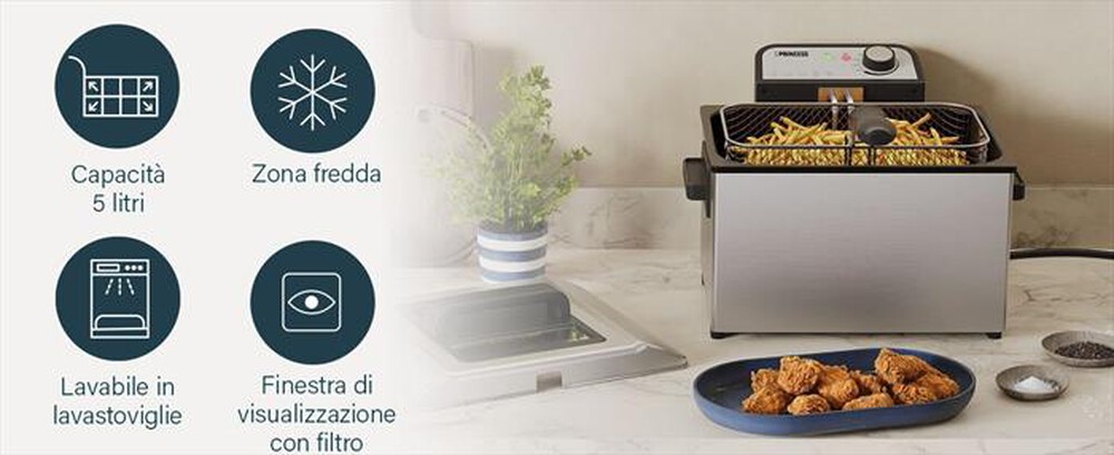 "PRINCESS - FRIGGITRICE 5L ACCIAIO-Acciaio"