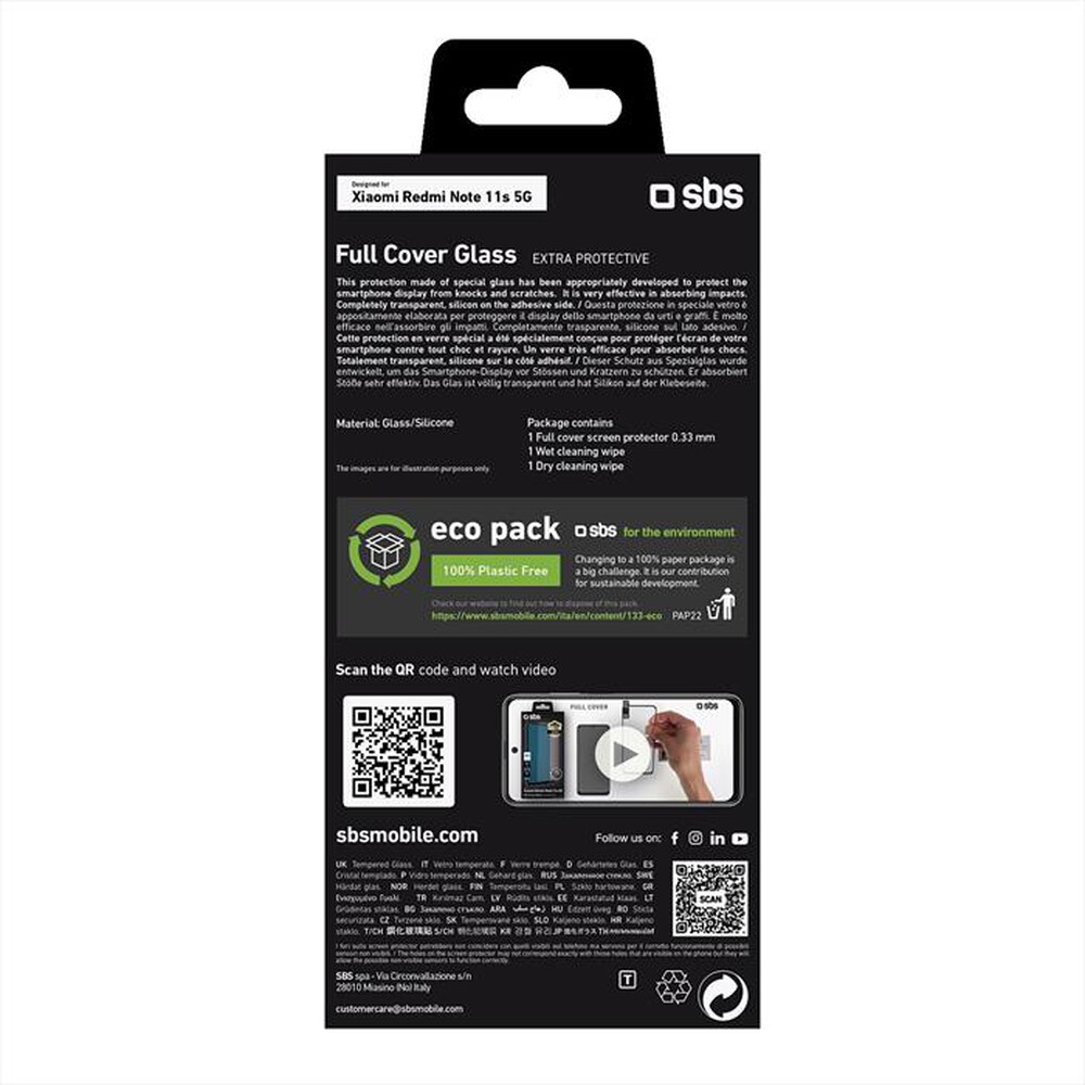 "SBS - Screen protector TESCRFCXIRNO11S5GK Redmi Note 11s-Nero"