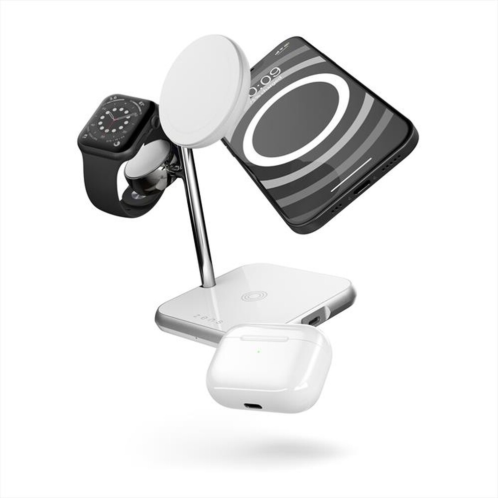 "ZENS - 4-IN-1 MAGSAFE + WATCH WIRELESS CHARGING STATION-White - Bianco"