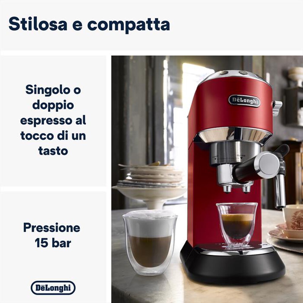 "DE LONGHI - DEDICA EC685.R MACCHINA DA CAFFÈ MANUALE-Rosso"