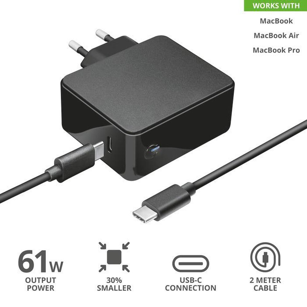 "TRUST - MAXO APPLE 61W USB-C LAPTOP CHARGER-Black"