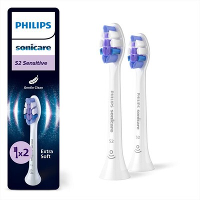 PHILIPS - 2x Testine S2 Sensitive per Sonico HX6052/87-bianco