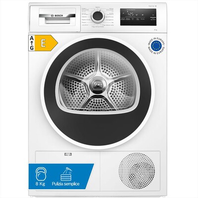 BOSCH - Asciugatrice Serie 4 WTH85208II 8Kg Classe E-Bianco,  BOSCH - Asciugatrice Serie 4 WTH85208II 8Kg Classe E-Bianco