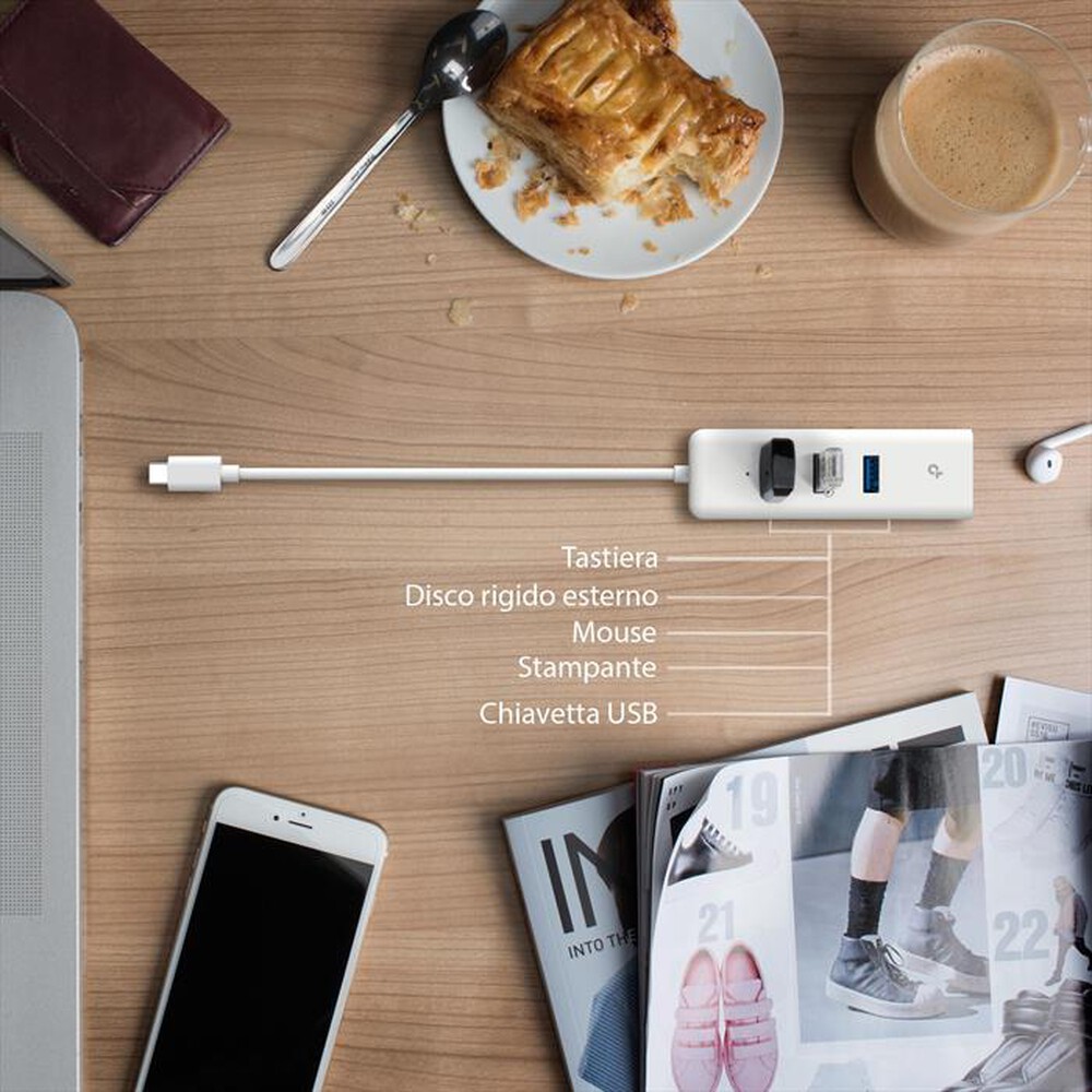 "TP-LINK - NETWORK ADAPTER WITH 3-PORT USB 3.0 TYPE-A HUB-."