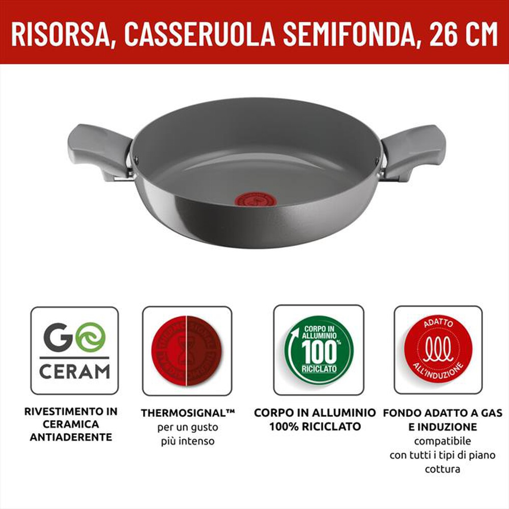 Immagine del prodotto LAGOSTINA - Risorsa Casseruola bassa 2 maniglie cm 26-Grigio