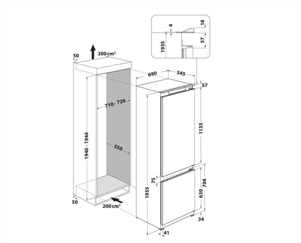 Immagine del prodotto INDESIT - Frigorifero combinato IND 402 Classe E 400 lt-Bianco