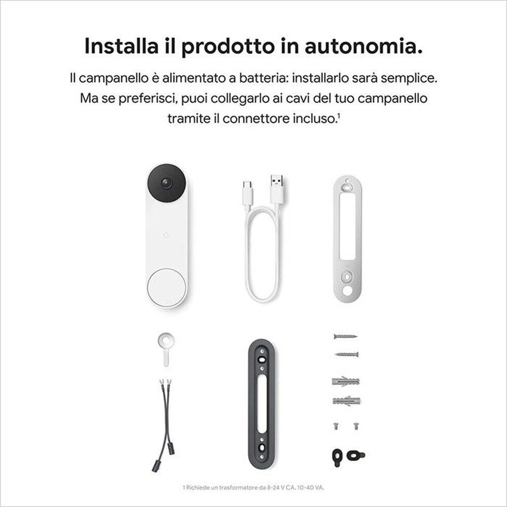 "GOOGLE - NEST DOORBELL (A BATTERIA)-Snow"
