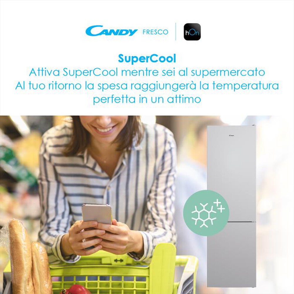 "CANDY - Frigorifero combinato CCE4T620ES Classe E 377 lt"