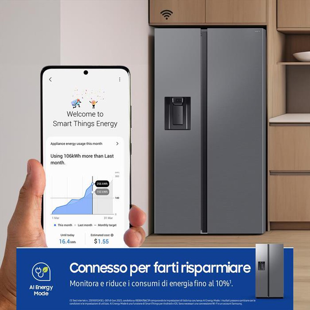 "SAMSUNG - Frigorifero side by side RS70F65KETEF Classe E-Inox"