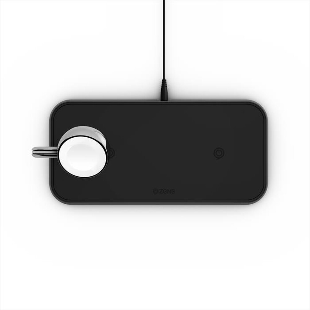 Immagine del prodotto ZENS - TAPPETINO DI RICARICA WIRELESS QI DOPPIO + WATCH-ALLUMINIO NERO