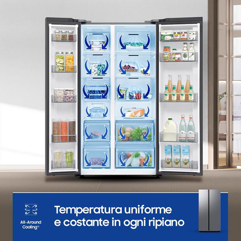 "SAMSUNG - Frigorifero side by side RS70F65QDTEF Classe D-Metal Inox"