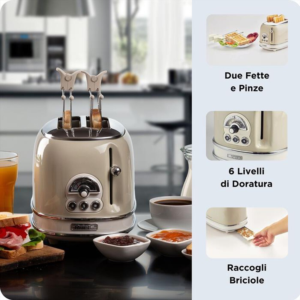 Immagine del prodotto ARIETE - 155 Tostapane 2 Fette con Pinze Vintage-beige